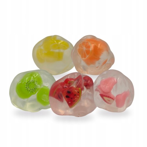 Gniotek Wazelinowy Kulka z Owocami Kokosowy Olej Squishy Antystresowy 6cm