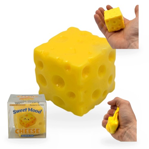 Crunchy Gniotek Ser Chrupiący Kostka Zabawka Antystresowa Sensoryczna 6cm