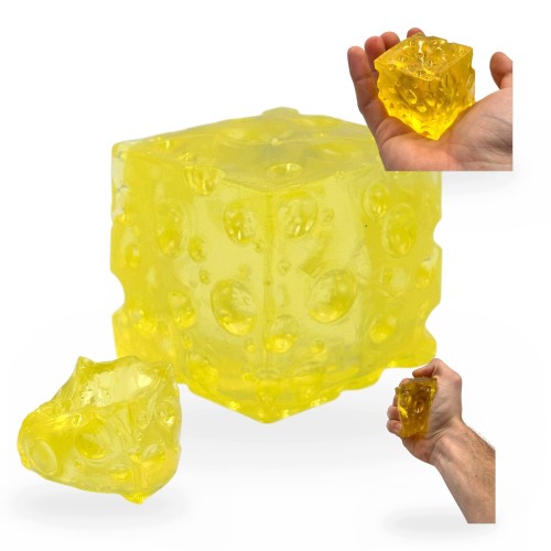 Gniotek Ser Kostka Żelowa Przezroczysta Twarda Squishy Antystresowy 5cm