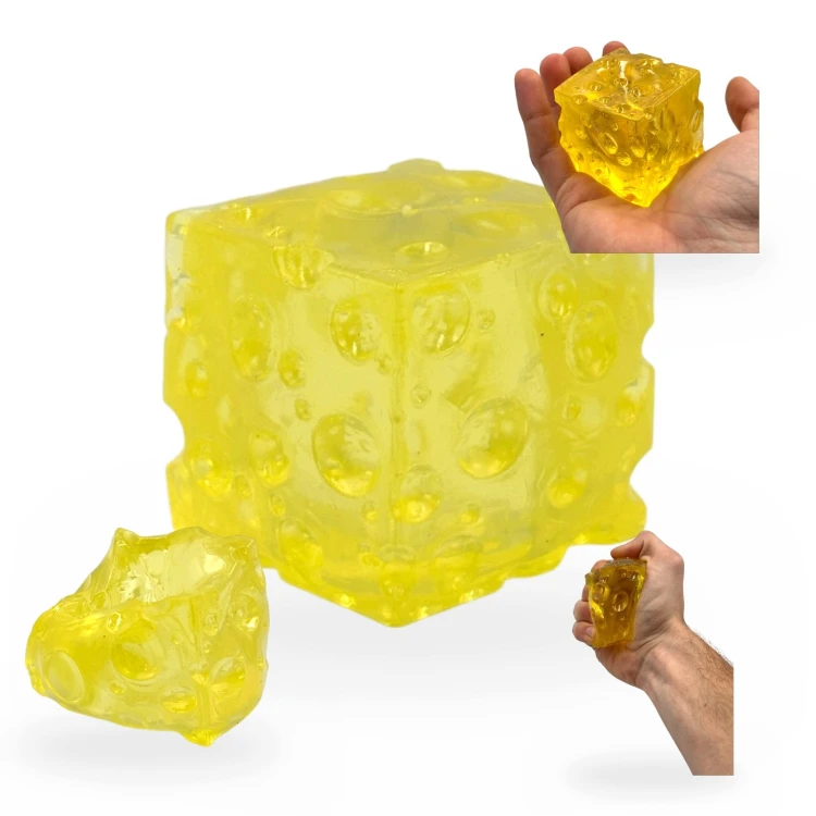 Gniotek Ser Kostka Żelowa Przezroczysta Twarda Squishy Antystresowy 5cm