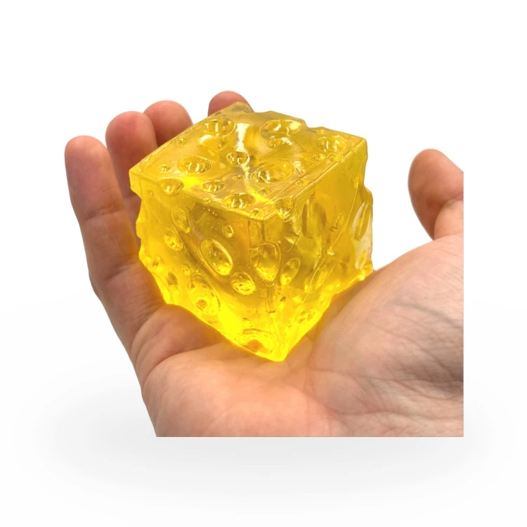 Gniotek Ser Kostka Żelowa Przezroczysta Twarda Squishy Antystresowy 5cm