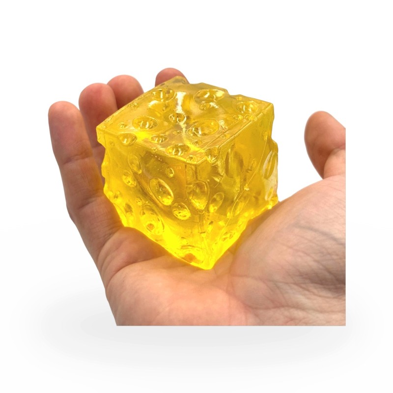Gniotek Ser Kostka Żelowa Przezroczysta Twarda Squishy Antystresowy 5cm