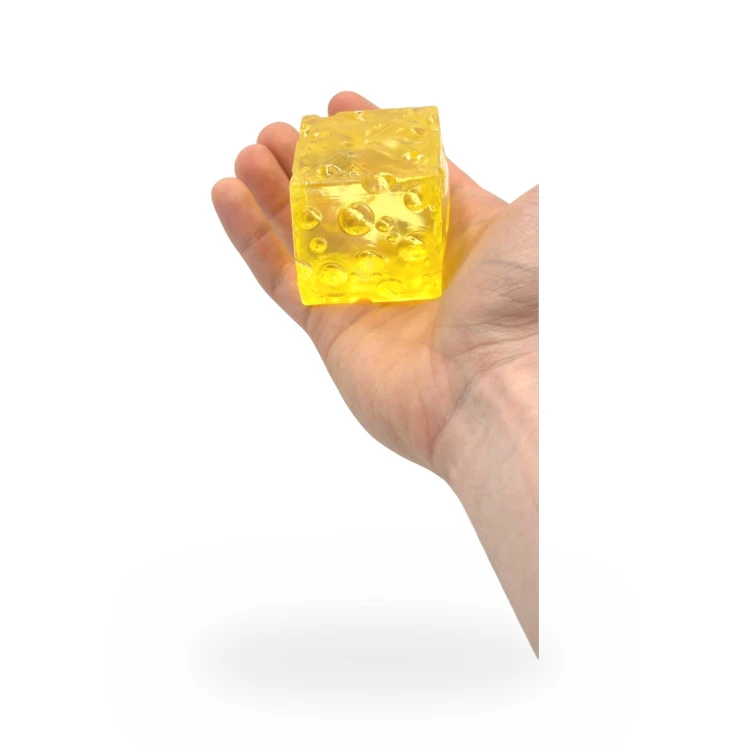 Gniotek Ser Kostka Żelowa Przezroczysta Twarda Squishy Antystresowy 5cm