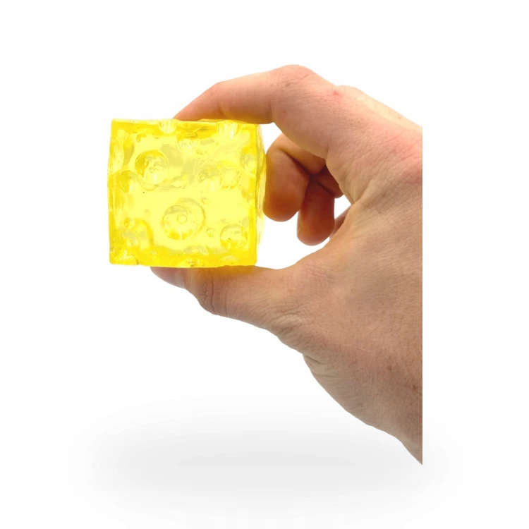 Gniotek Ser Kostka Żelowa Przezroczysta Twarda Squishy Antystresowy 5cm