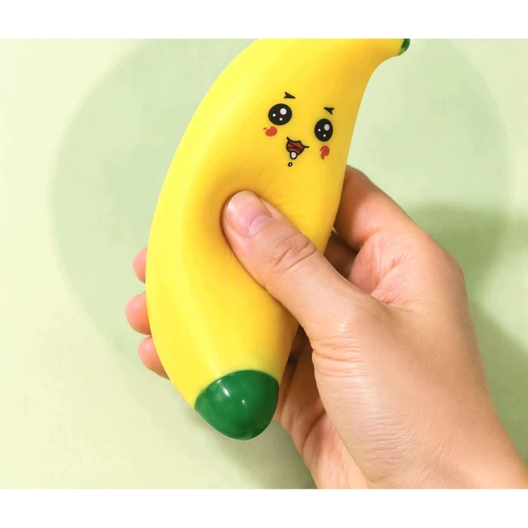 Chrupiący Gniotek Banan Crunchy Squishy z Buźką Antystresowy w Pudełku
