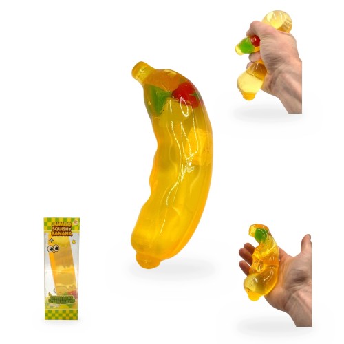 Gniotek Wazelinowy Banan z Owocami Squishy Antystresowy Sensoryczny 18cm