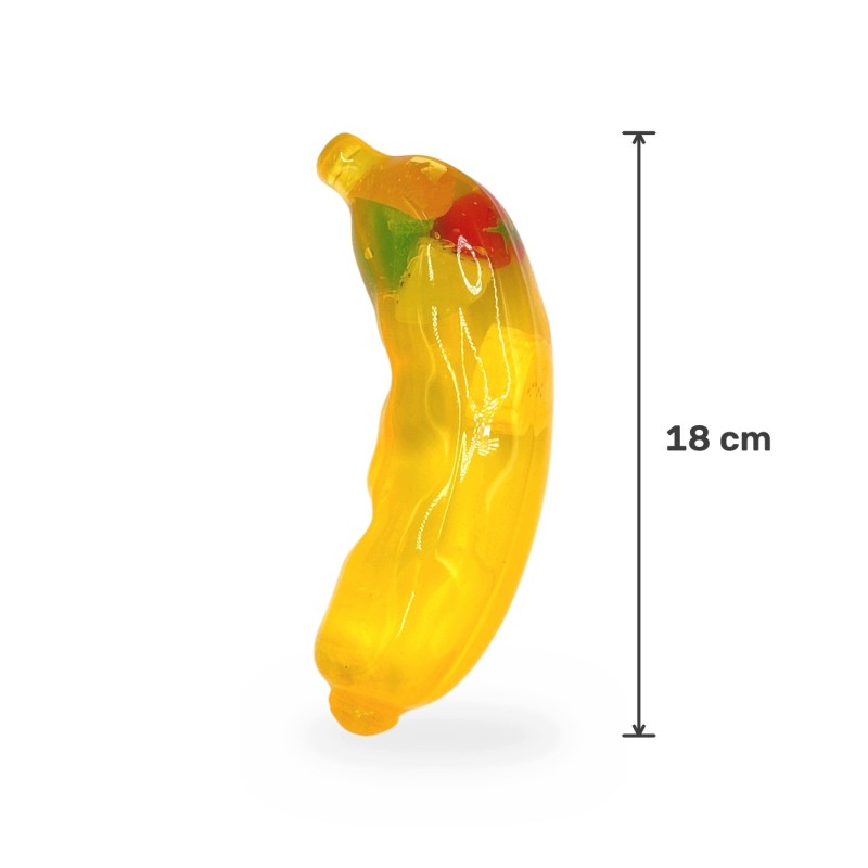 Gniotek Wazelinowy Banan z Owocami Squishy Antystresowy Sensoryczny 18cm