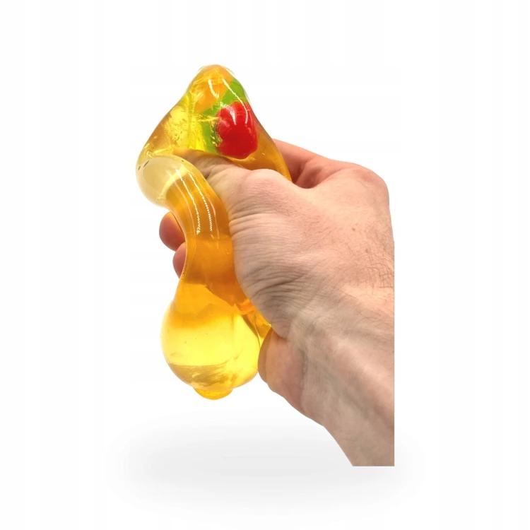 Gniotek Wazelinowy Banan z Owocami Squishy Antystresowy Sensoryczny 18cm