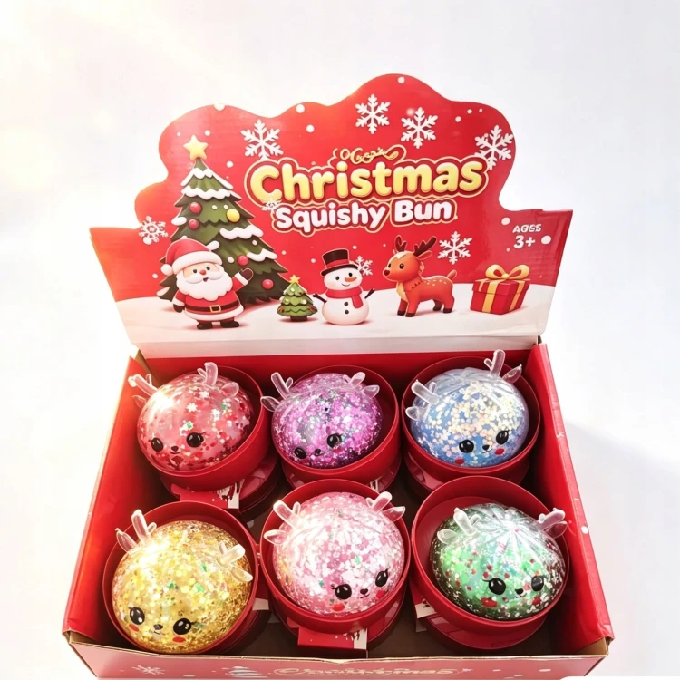 Gniotek Świecący LED Renifer Świąteczny Dumpling Squishy w Miseczce 8,5cm
