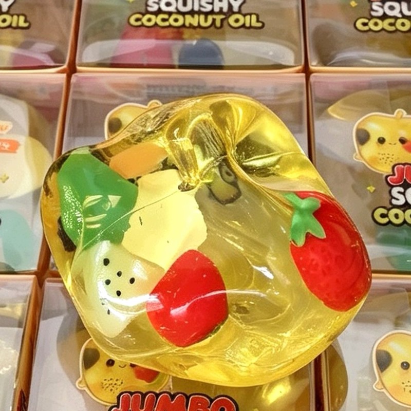Gniotek Wazelinowy Jabłko z Owocami Squishy Antystresowy Sensoryczny 8cm